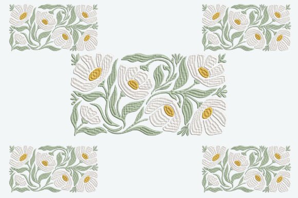 White Cosmos Flowers Embroidery Design