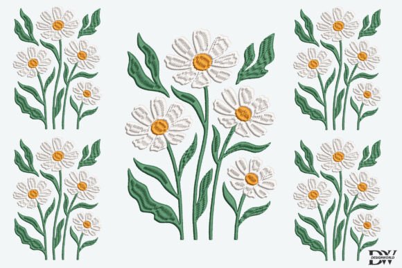 White Flowers Embroidery Design